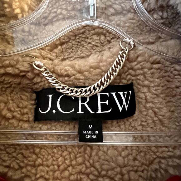 J.Crew Relaxed topcoat coat sherpa wool blend beige brown size M - Picture 6 of 8